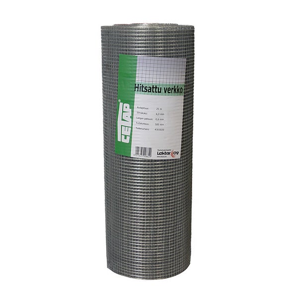 Myyr&auml;verkko CETAP sinkitty 0,5 &times; 25 m, silm&auml; 6,3 &times; 6,3 mm