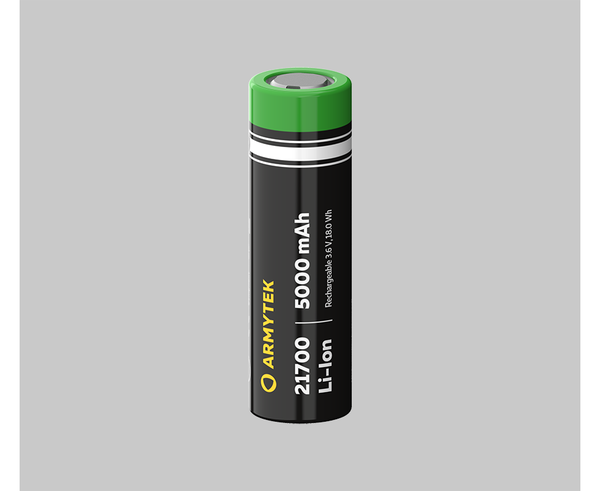 Armytek 21700 Li-Ion akku 5000 mAh &ndash; suurikapasiteettinen suurvirta-akku Pro Max -valaisimiin